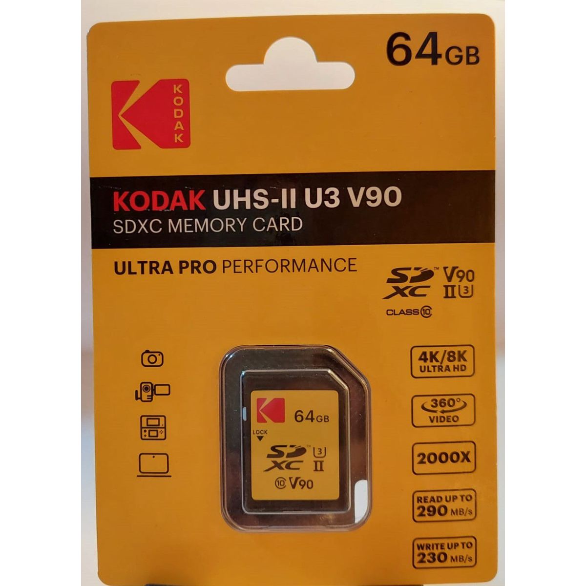 KODAK - Tarjeta de Memoria  SD 64gb V90 U3