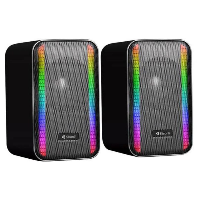 CAFINI - Parlante RGB Rítmico Bluetooth USB para PC Computadora Laptop - Negro