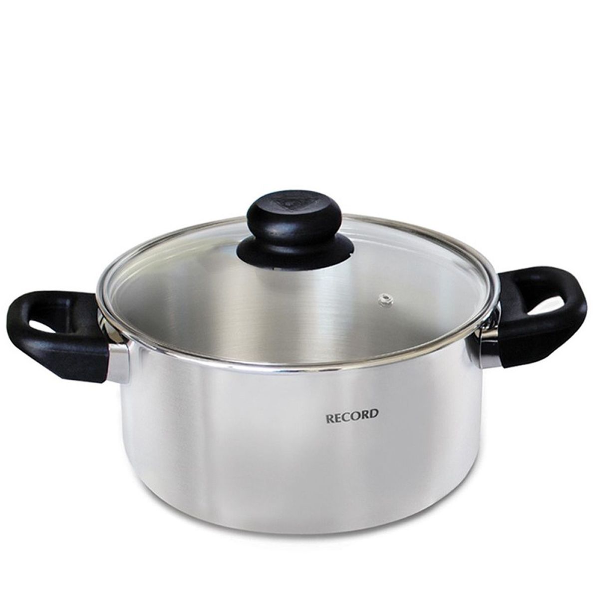 RECORD - Olla Aluminio Pulida Festejo con tapa de vidrio N°26