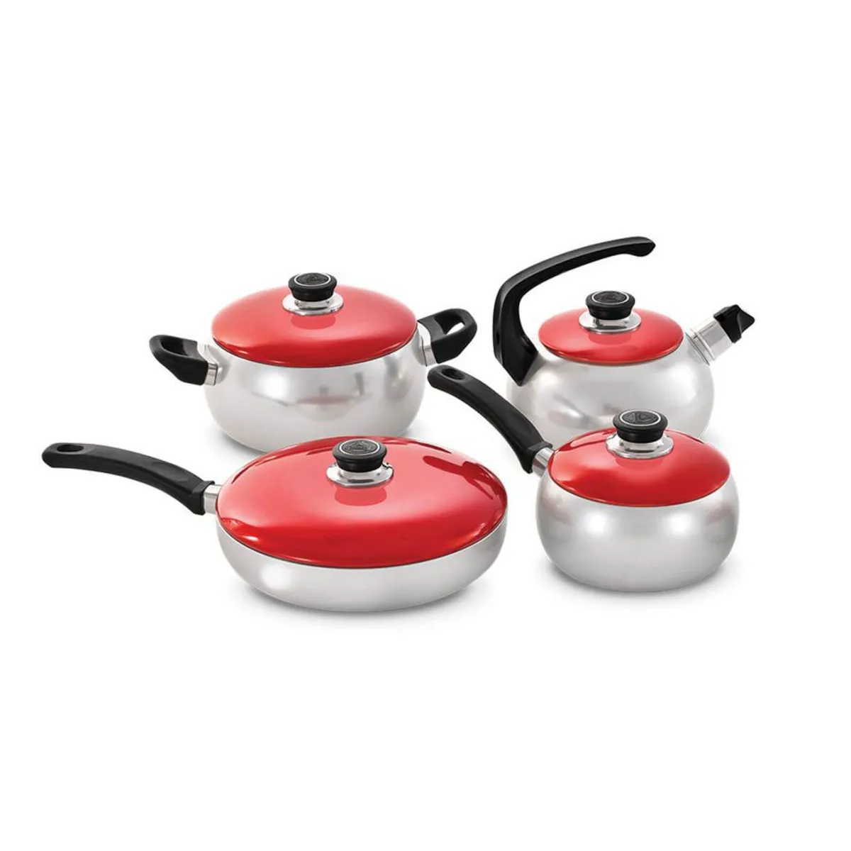 RECORD - Juego de Ollas 8 piezas Bombeado 1 Aluminio Anodizado