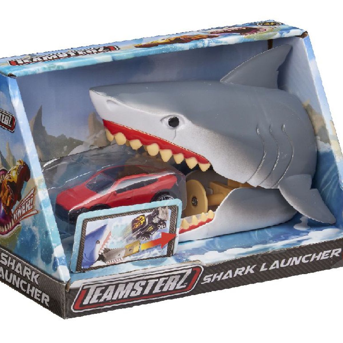 TEAMSTERZ - Juguete Disparador Tiburón + 1 auto Teamsterz Plomo