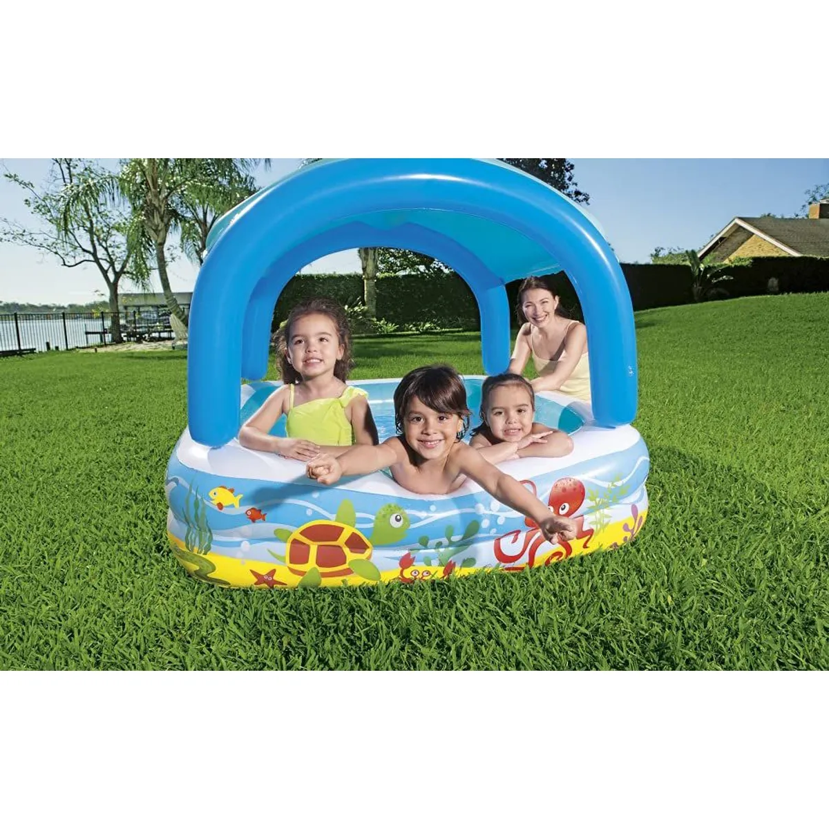 BESTWAY - Piscina inflable Infantil con Parasol 140x140x114 cm