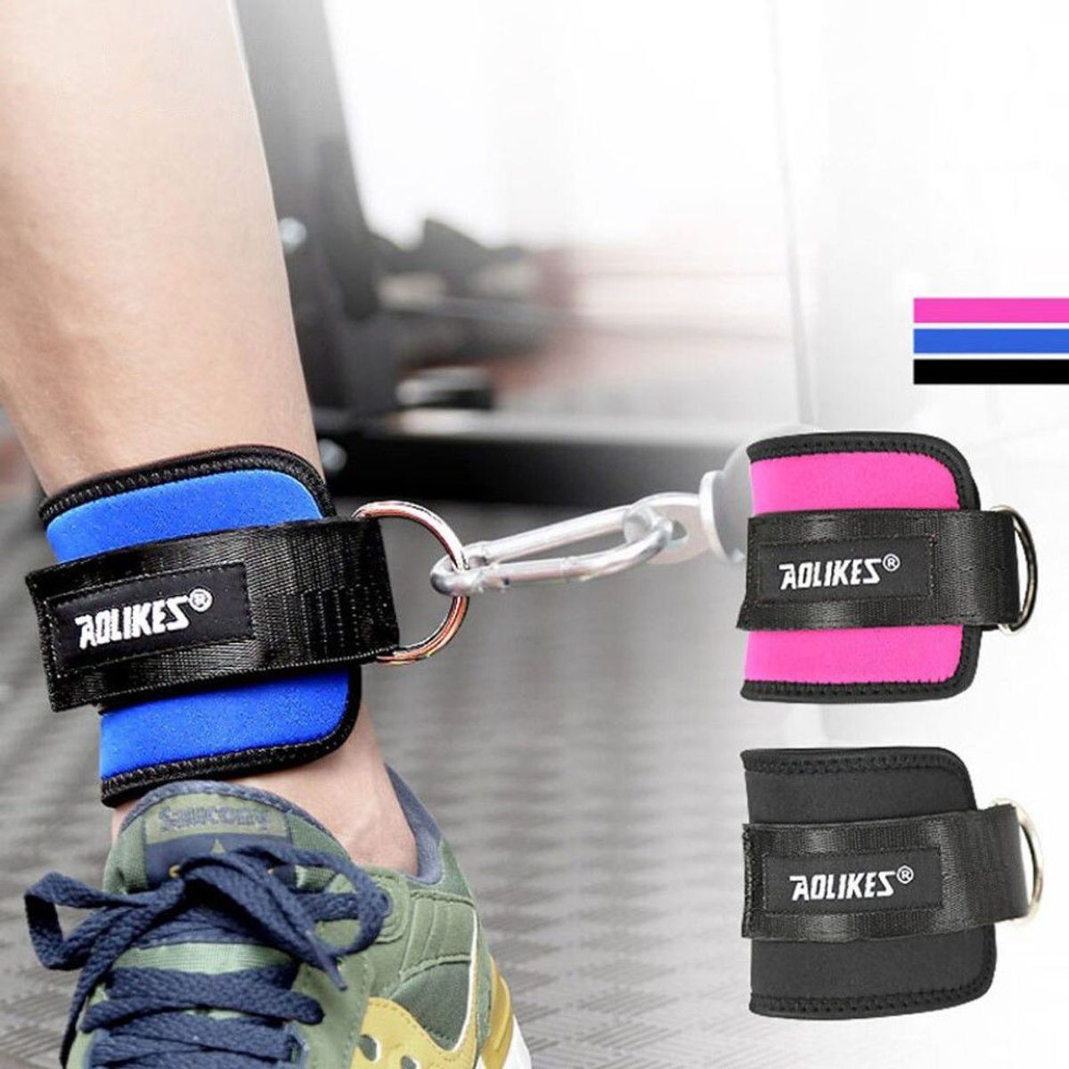 AOLIKES - Tobilleras Deportivas AOLIKES A-7129 Negro Ejercicios Polea