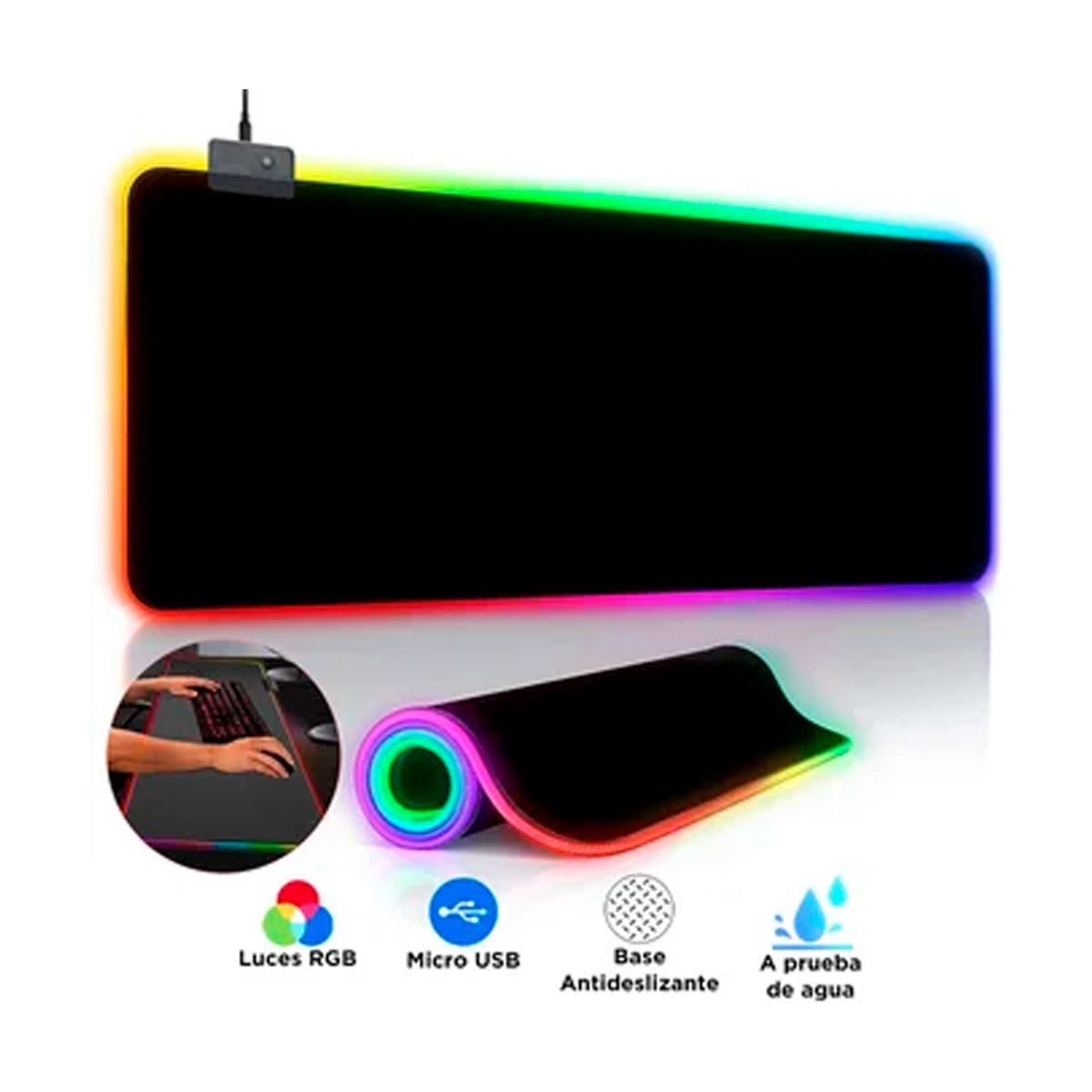 GENERICO - Pad Mouse Gamer Rgb Retro Iluminada De 80x30cmx04mm