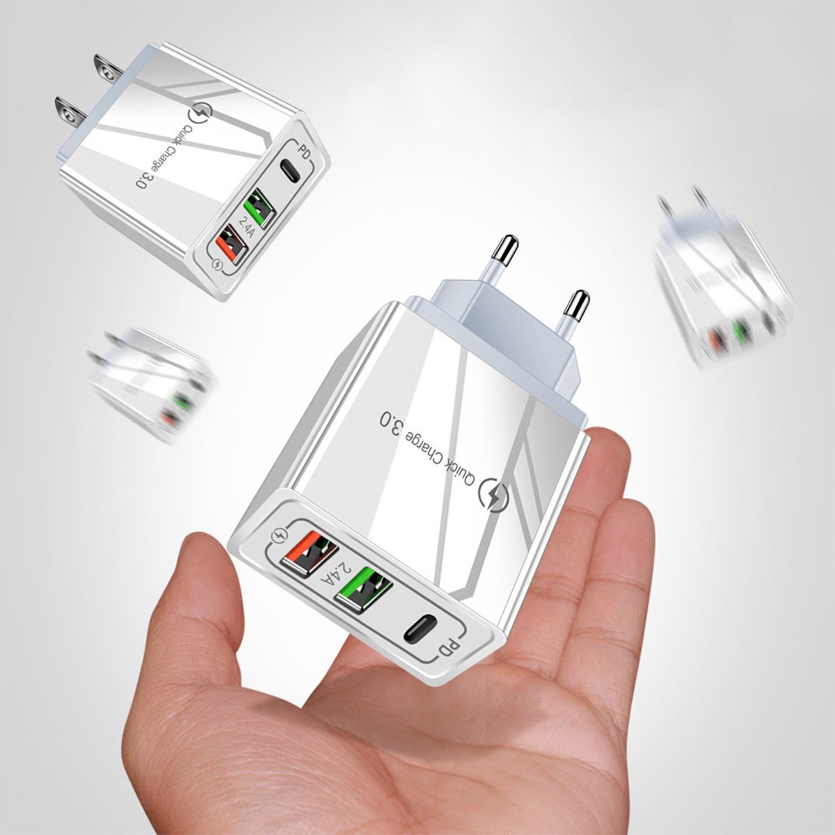 GENERICO - Wall Charger 2 USB Port, 1 Port Type-C - Ikafree