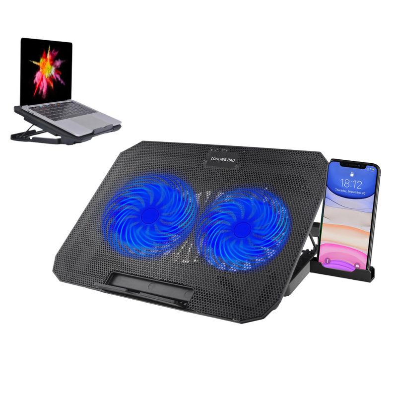 SEISA - Cooler Ventilador para Laptop 9" a 17"  6 Niveles 2 puerto USB