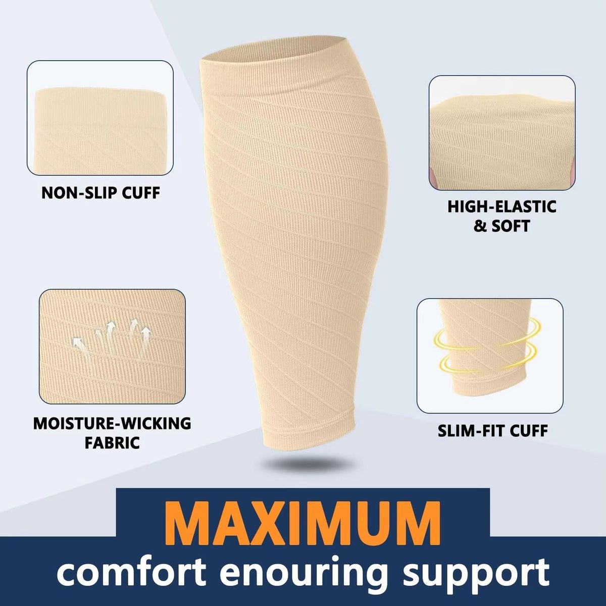 GENERICO - Pantorrilleras Deportivas Unisex Beige - SM