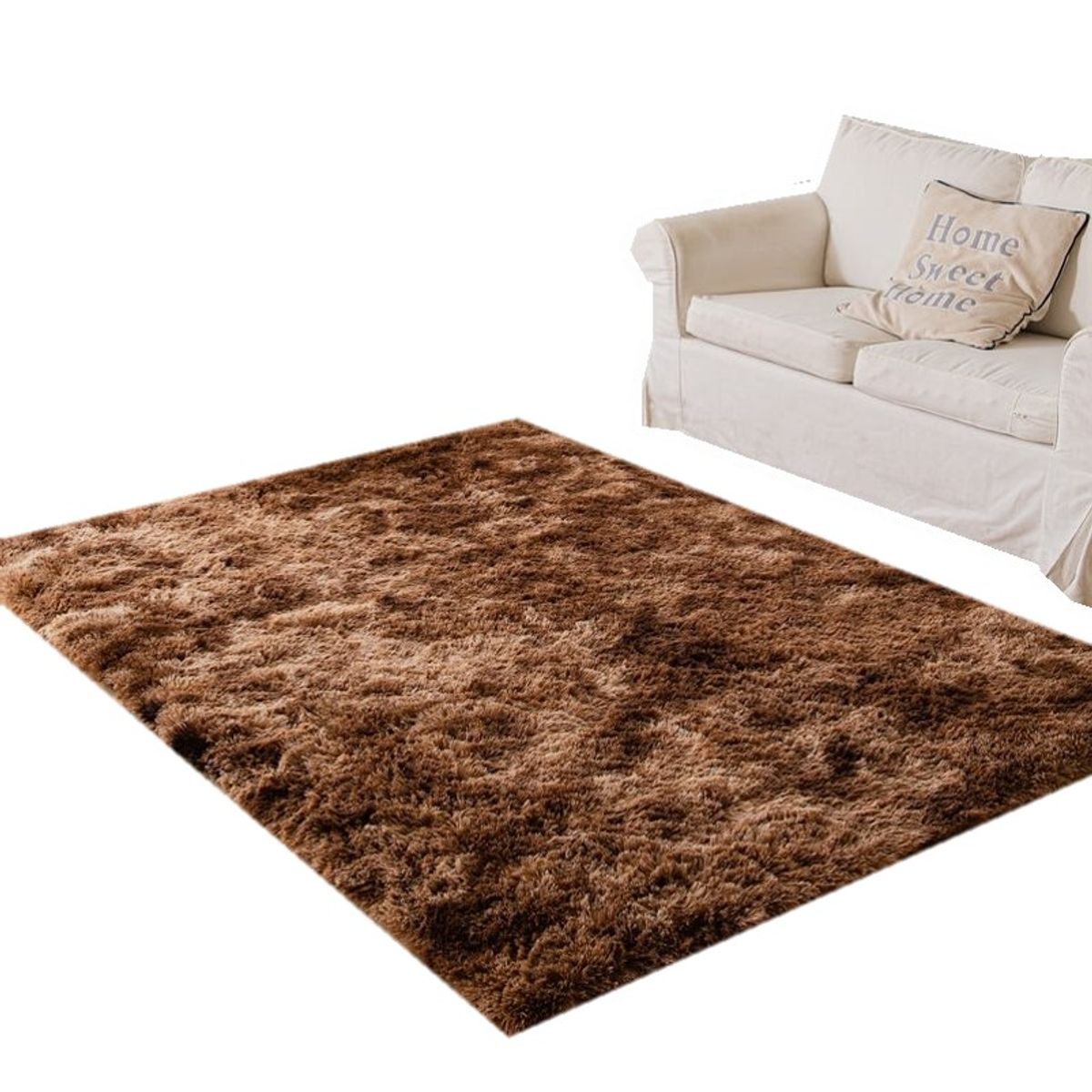 GENERICO - Alfombra de felpa piso de terciopelo para sala 140cm x 2m - Marrón