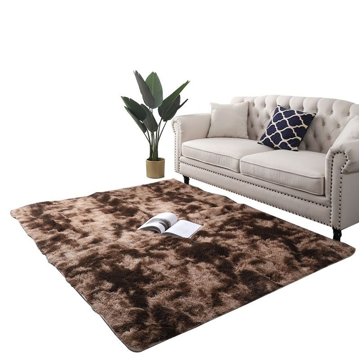 GENERICO - Alfombra de felpa piso de terciopelo para sala 140cm x 2m - Cafe