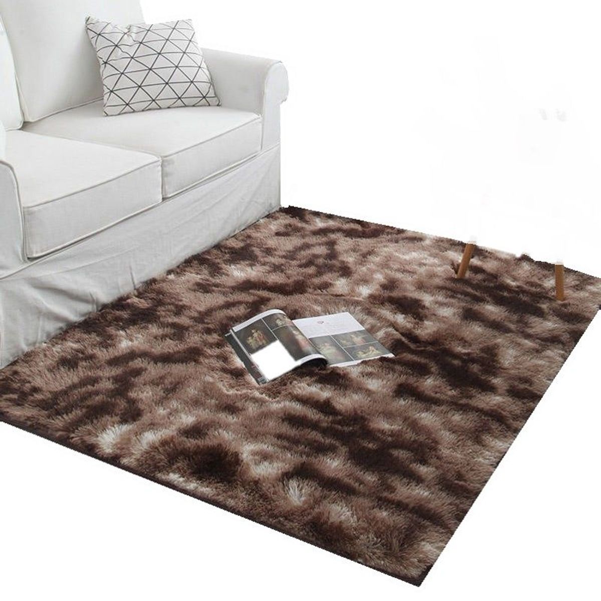 GENERICO - Alfombra de felpa piso de terciopelo para sala 140cm x 2m - Cafe