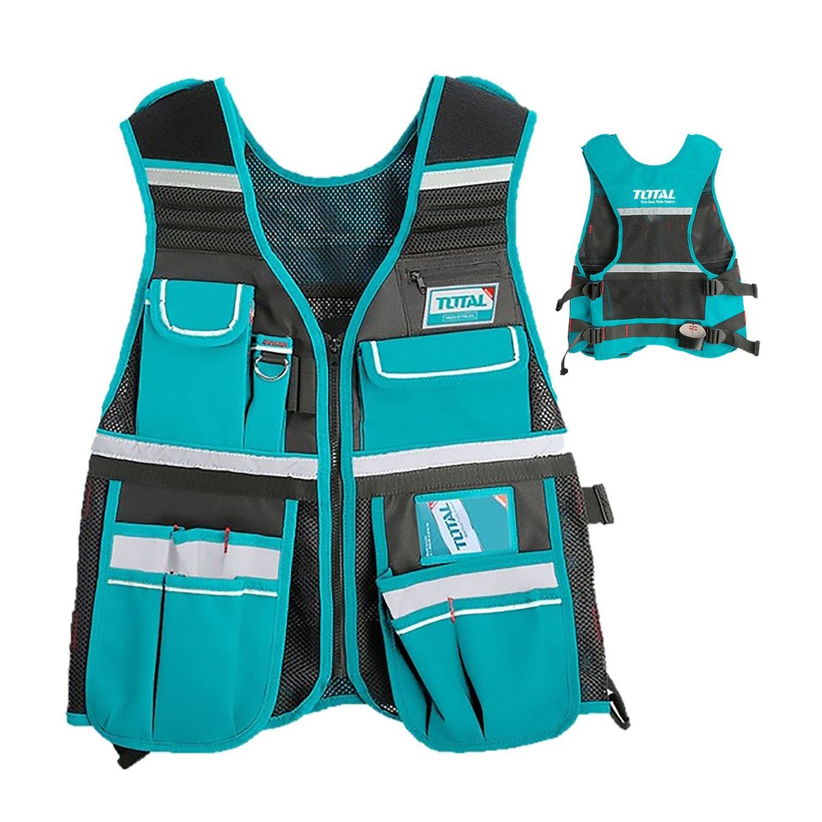 TOTAL TOOLS - CHALECO PORTA HERRAMIENTA AUTOAJUSTABLE 11 BOLSILLOS TOTAL - TTVT1601