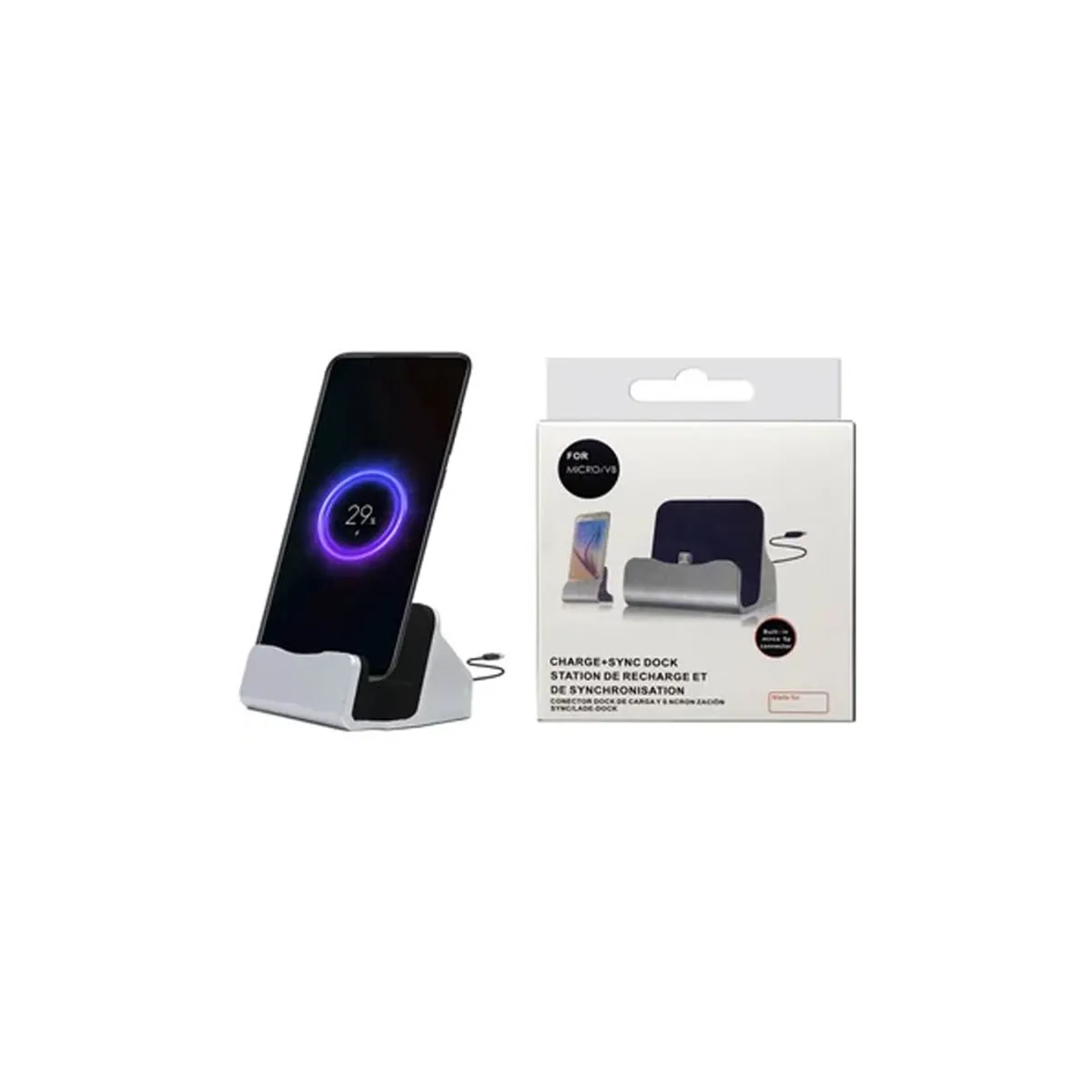 GENERICO - Cargador Charge Sync Dock Station Micro USB V8 Android