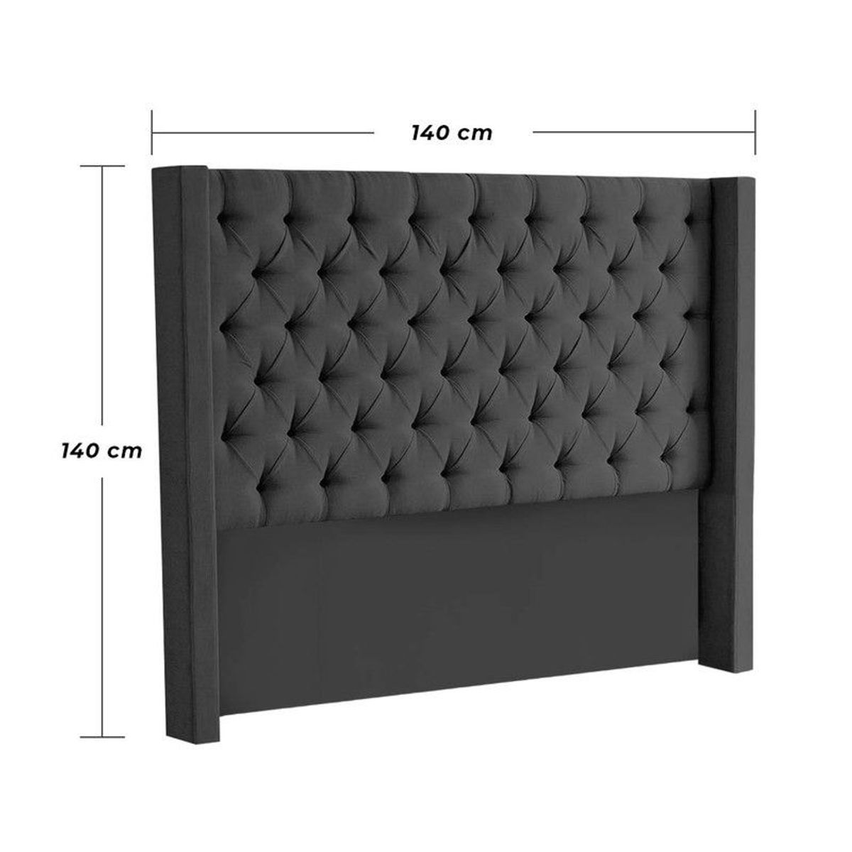 MAVISAC - Cabecera Master Rey Mavisac Dos Plazas Color Negro - Tela