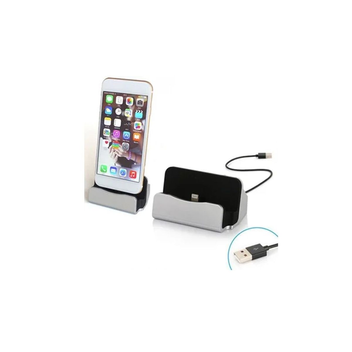 GENERICO - Cargador Charge Sync Dock Station para iPhone 5 6 Plus 8 Etc