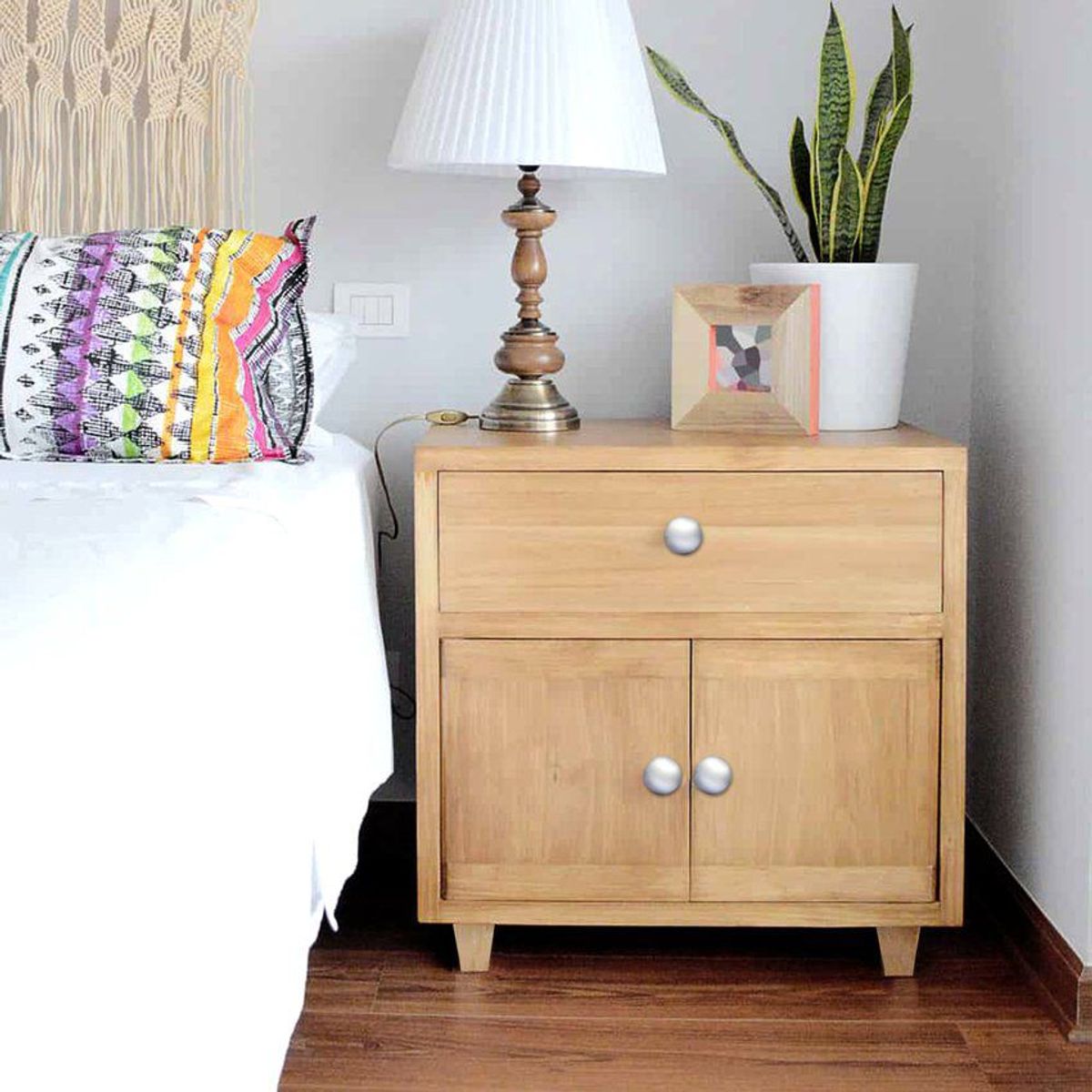 VILLA HOGAR - Velador Sheldon de 1 cajón y gabinete - Villa Hogar