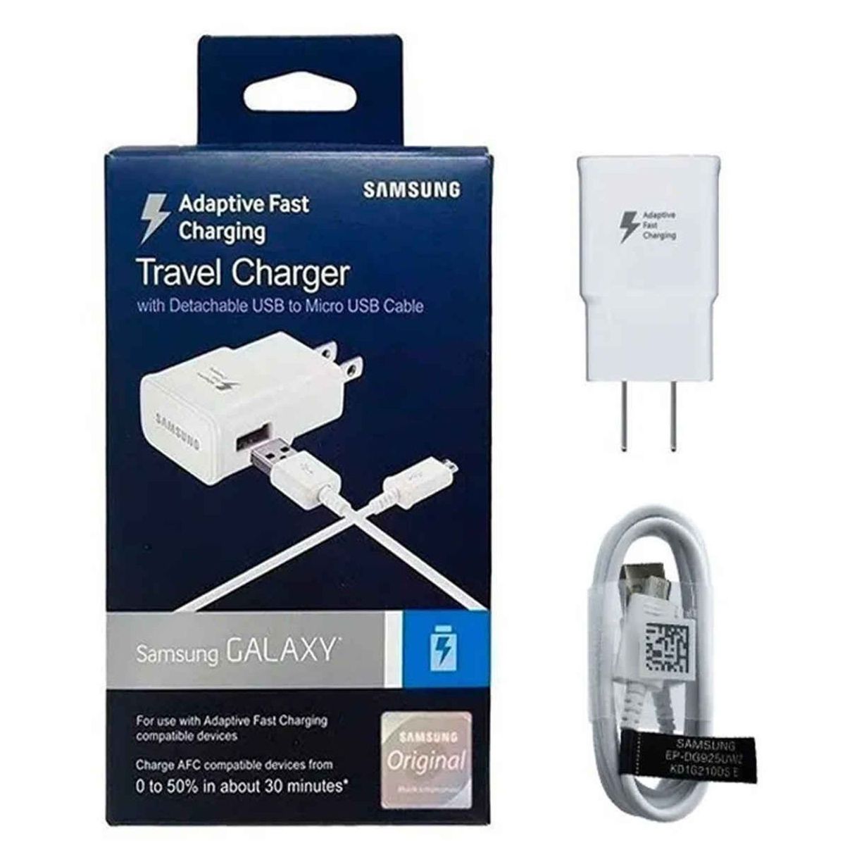 SAMSUNG - Cargador Samsung 2A Carga Rápida Para Serie S Blanco