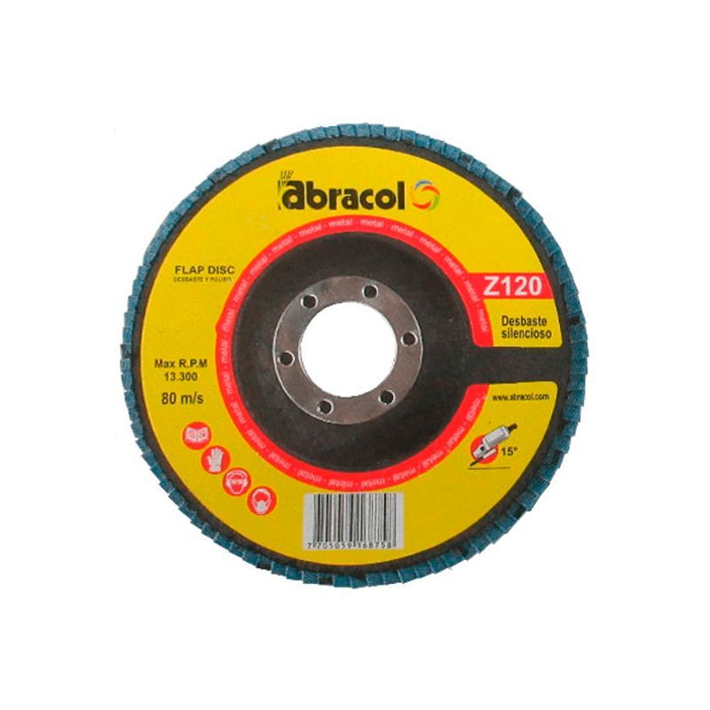 ABRACOL - DISCO FLAP #40 de 4  1/2 x7/8 CAJA  POR 10 UND