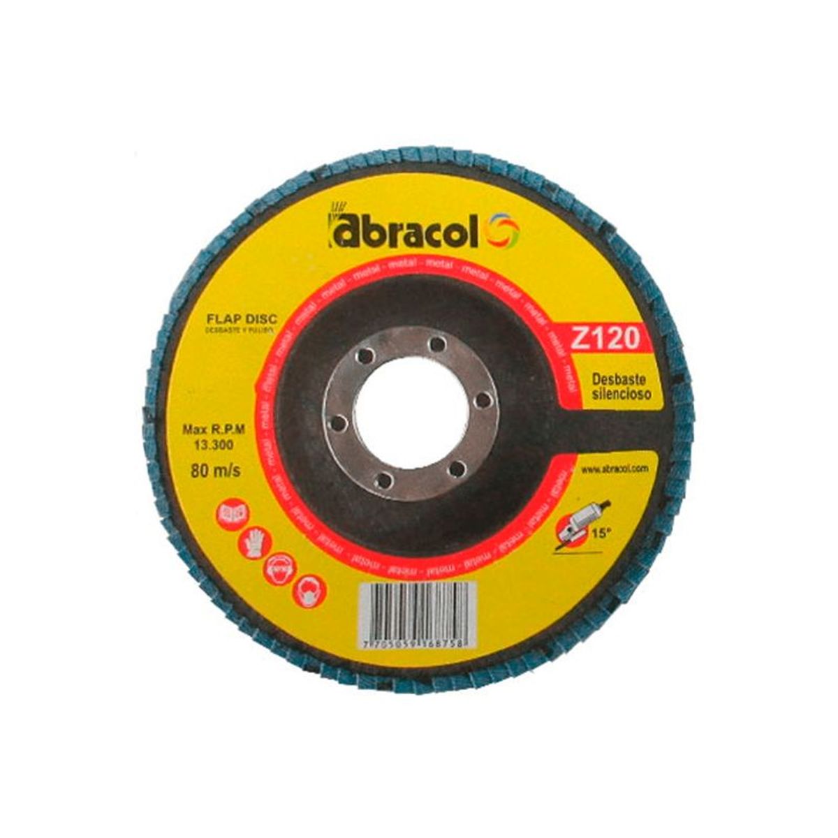 ABRACOL - DISCO FLAP #80 de 4 1/2" x 7/8" CAJA POR 10 UND
