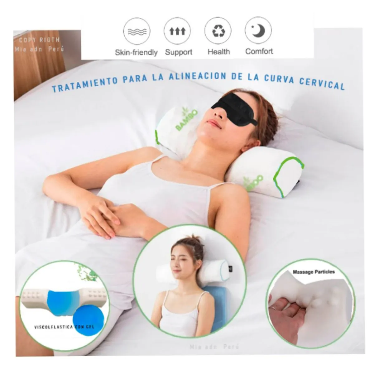 GENERICO - Almohada Viscoelástica y Gel y Antifaz para Dormir.