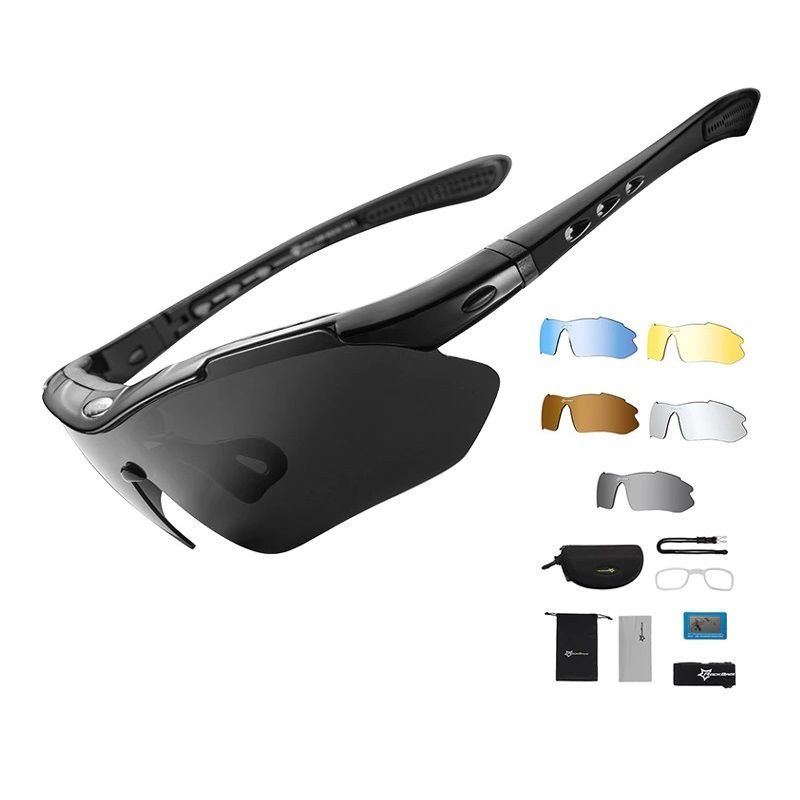 ROCKBROS - Lentes Ciclismo ROCKBROS 10003 Set 5 en 1 Polarizado Negro