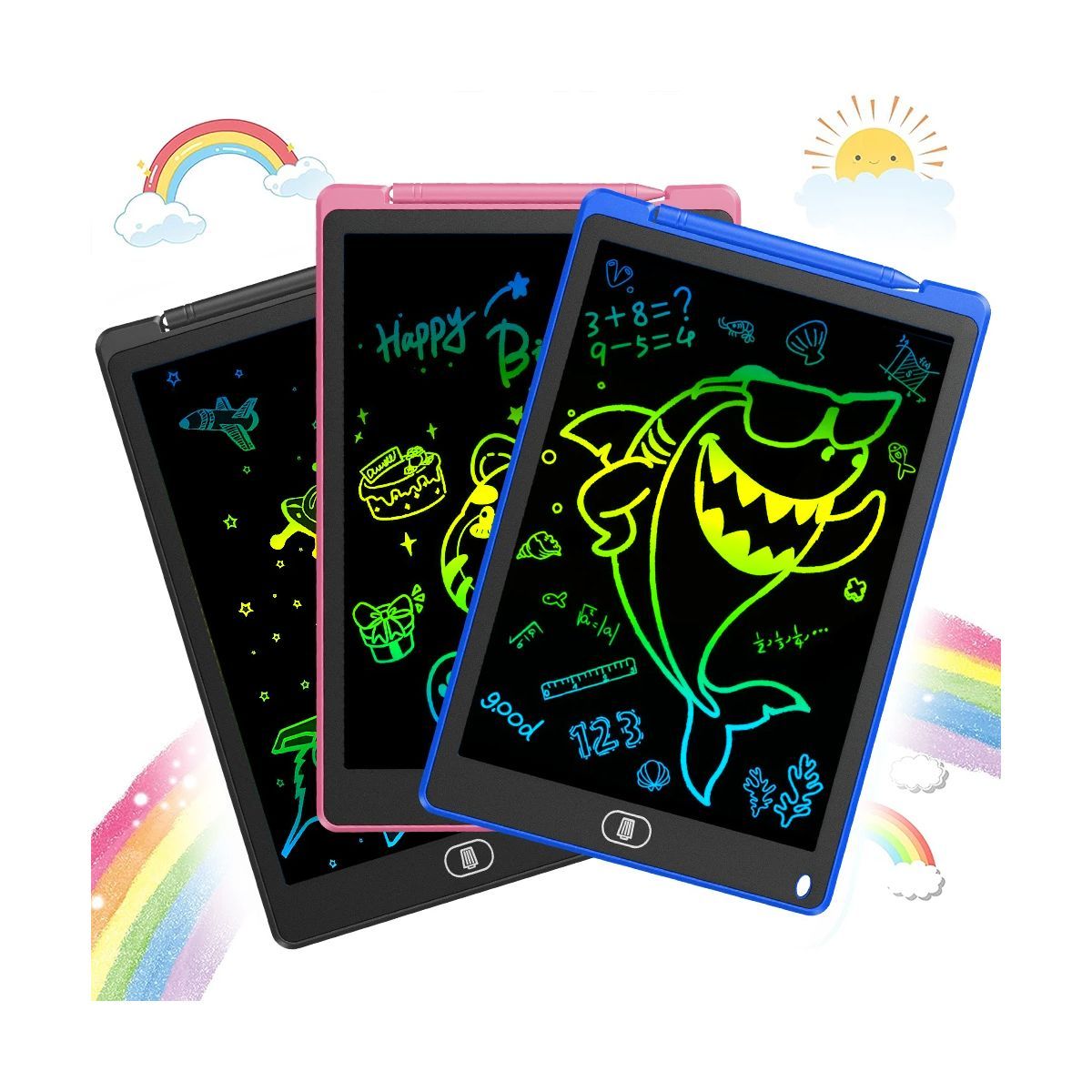 GRETAIL - Tableta Pizarra Dibujo Digital De 12 Pulgadas lcd Niños Adultos Pantalla Multicolor.