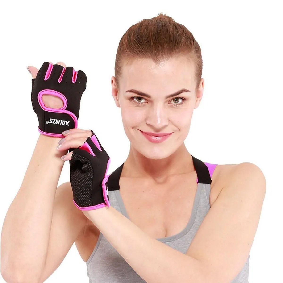 AOLIKES - Guantes Deportivos AOLIKES A-1678 Rosado Neopreno Ligeros
