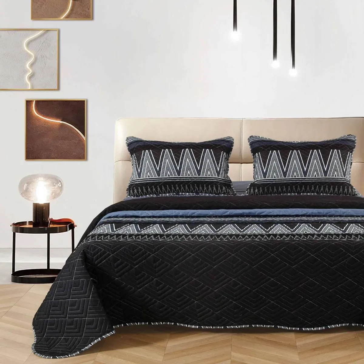 VENECIA - Set de CUBRECAMA 2 Pz + Set Sabanas + Fundas 5 piezas