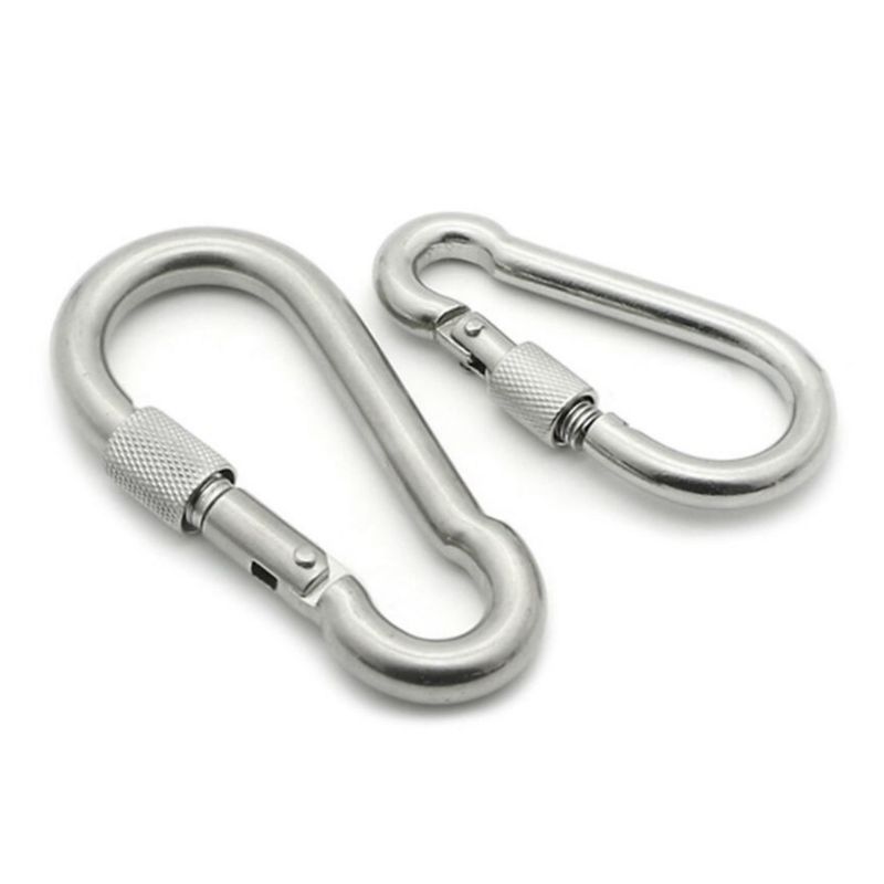 GENERICO - Gancho Mosquetón Arnés De Metal 8cm Con Seguro Pack 2 Unid