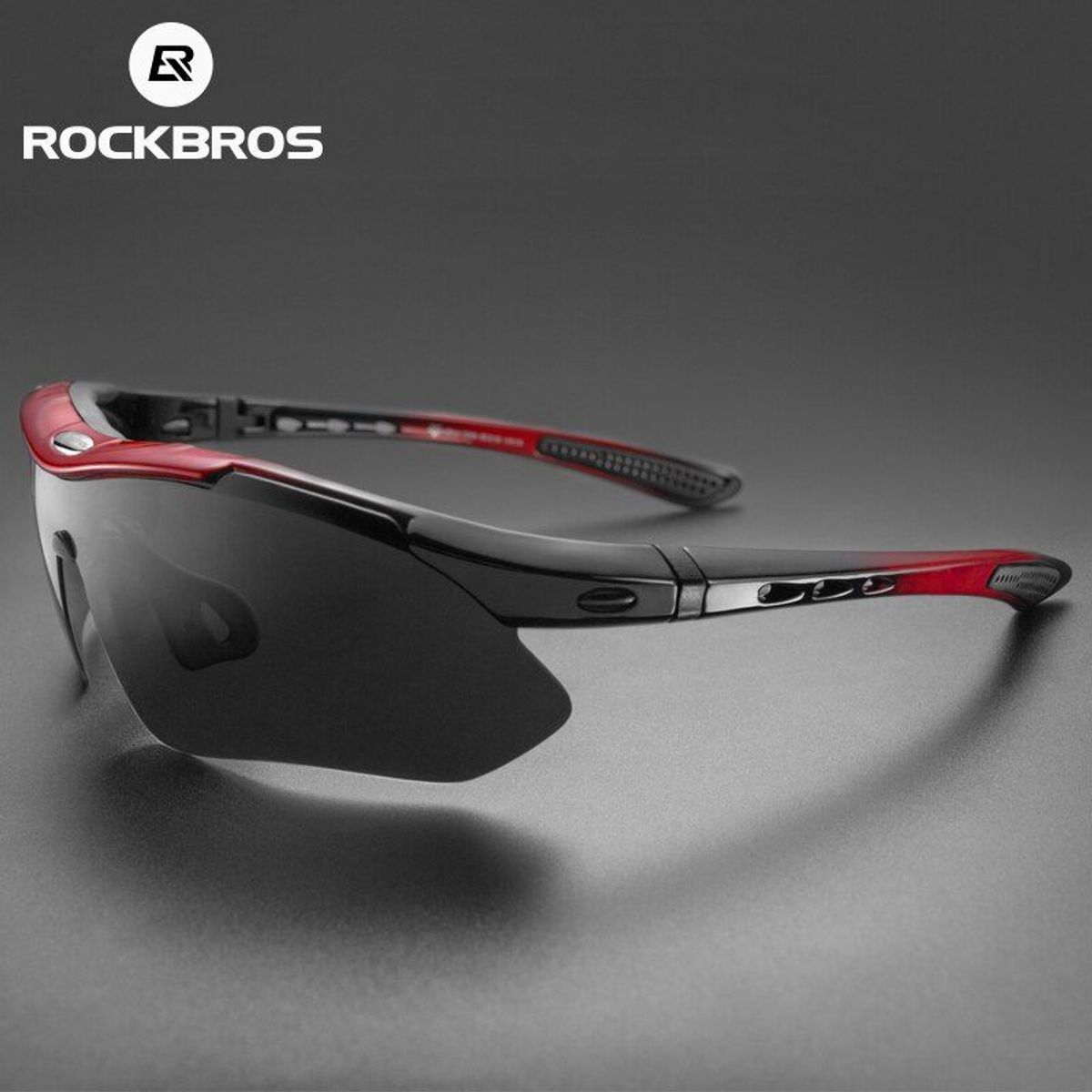 ROCKBROS - Lentes Ciclismo ROCKBROS 10001 Set 5 en 1 Polarizado Rojo