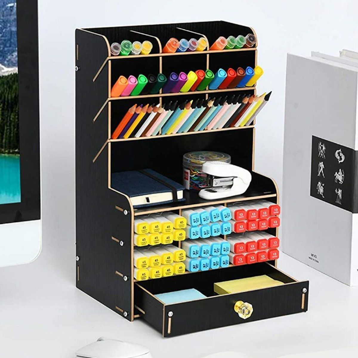 GENERICO - Organizador de Escritorio multiusos Portalápices Negro