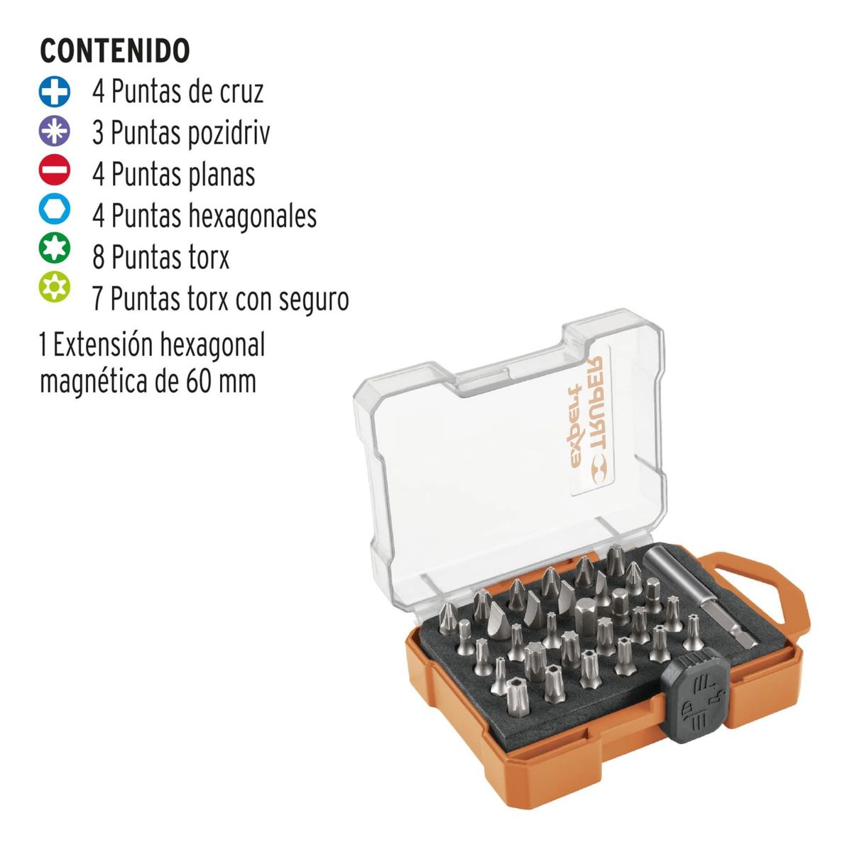 TRUPER - puntas mixtas 31 piezas, 1 adaptador magnético, TRUPER EXPERT