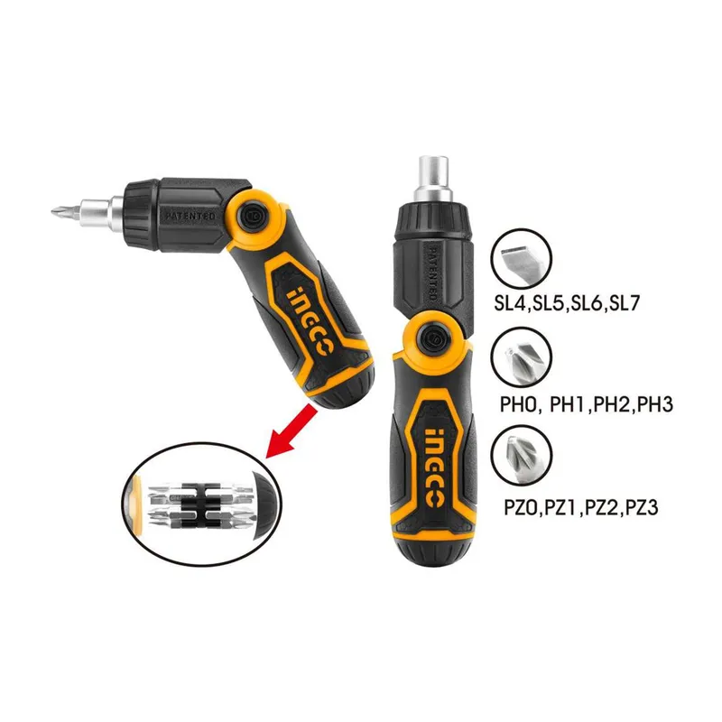 INGCO TOOLS - DESTORNILLADOR TIPO RACHET 13 EN 1 ARTICULABLE INGCO - AKISD1208