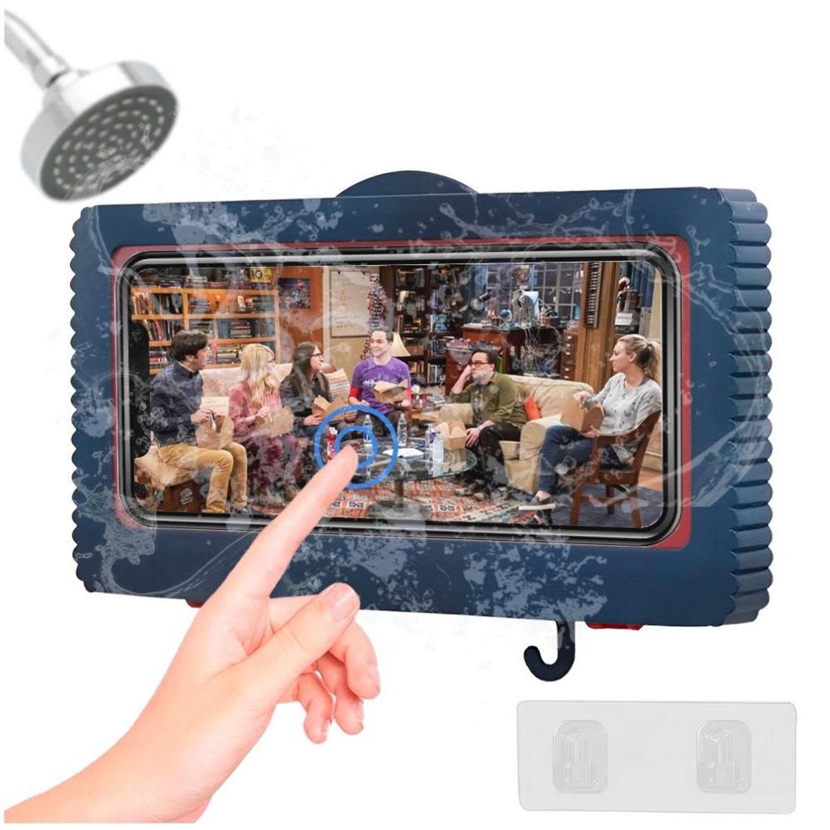 MINARI - Soporte Porta Celular Impermeable de Pared para Ducha Baño Cocina Azul P90