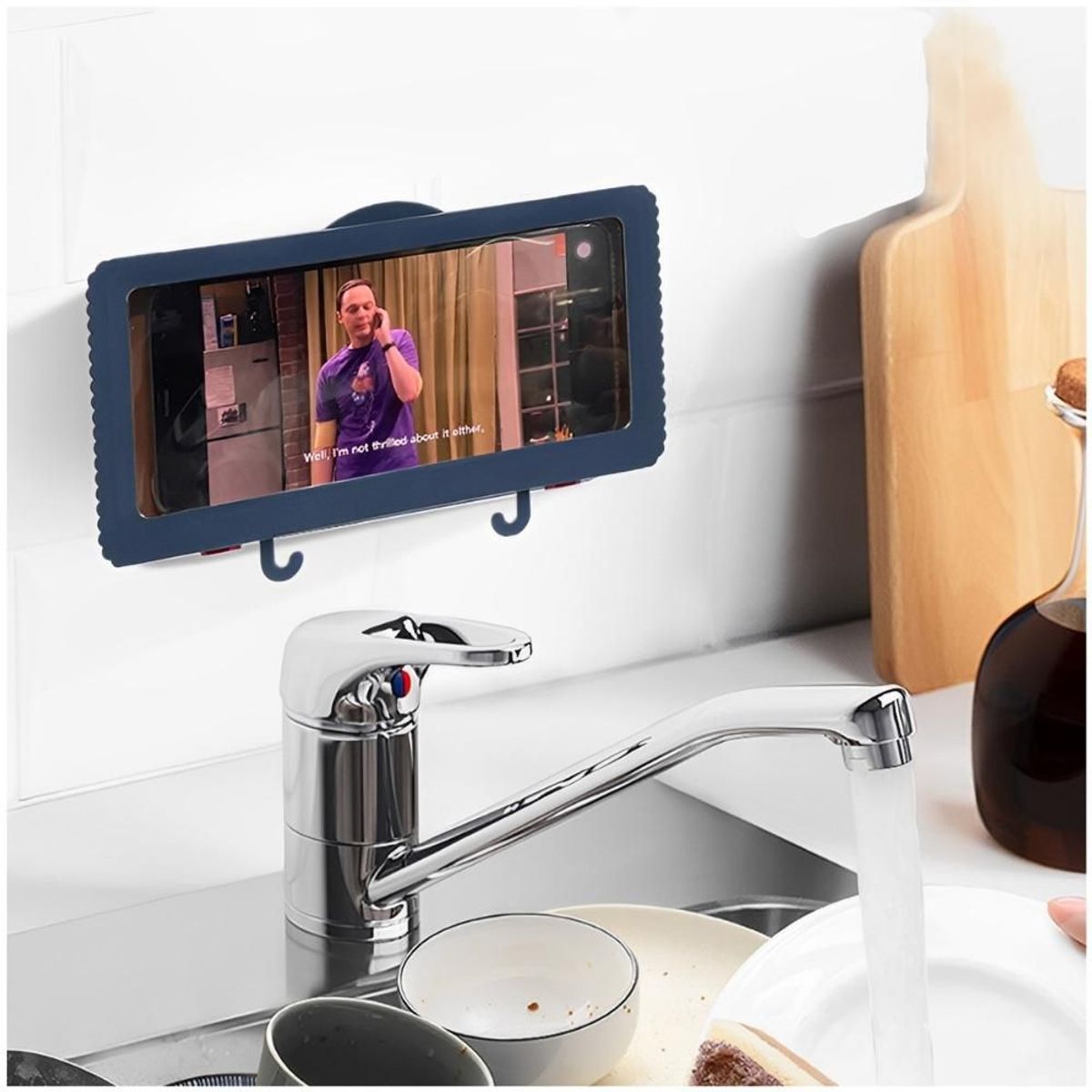 MINARI - Soporte Porta Celular Impermeable de Pared para Ducha Baño Cocina Azul P90