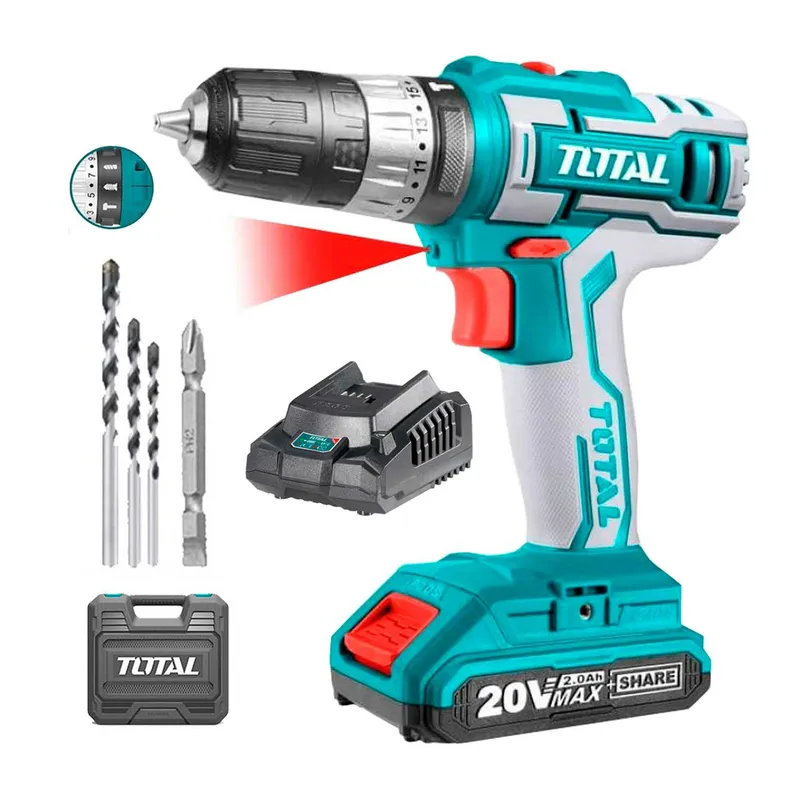 TOTAL TOOLS - TALADRO ATORNILLADOR PERCUTOR INDUSTRIAL 20V 1 BAT TOTAL