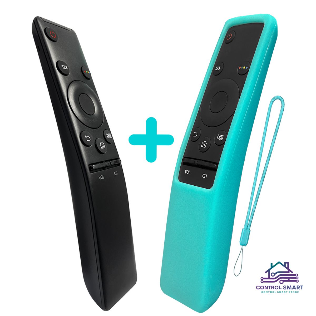 GENERICO - Control Remoto Para Tv Samsung Smart + Funda Protector - Celeste