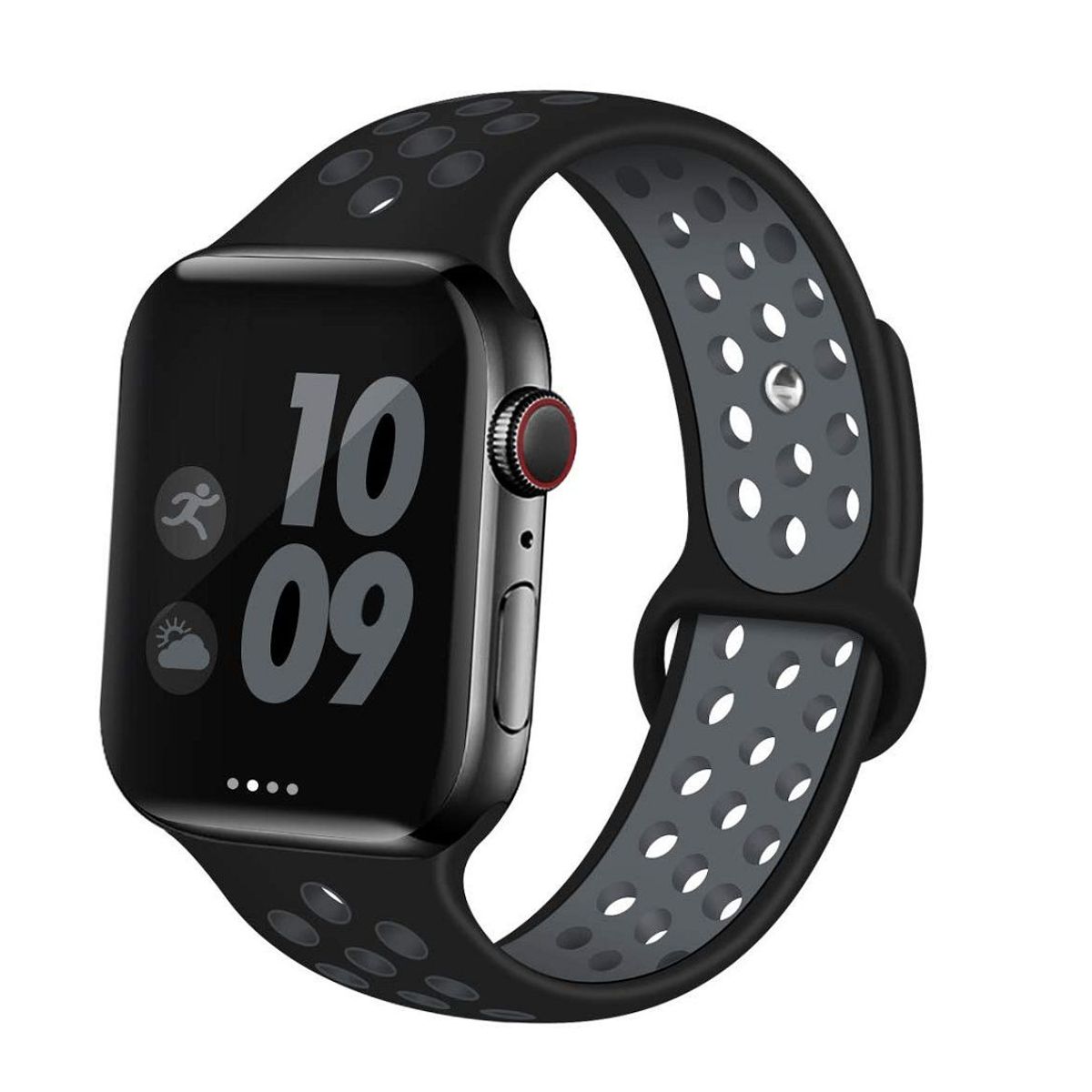 GENERICO - Correa Silicona Sport para Apple Watch 42 - 44 - 45 - 49mm - NGris