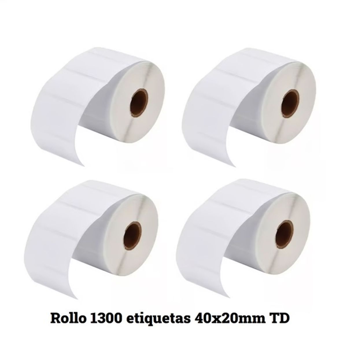 JPSYSTEMS - 4 rollos 1300 etiquetas adhesiva térmico TD 40x20mm tuco 1"