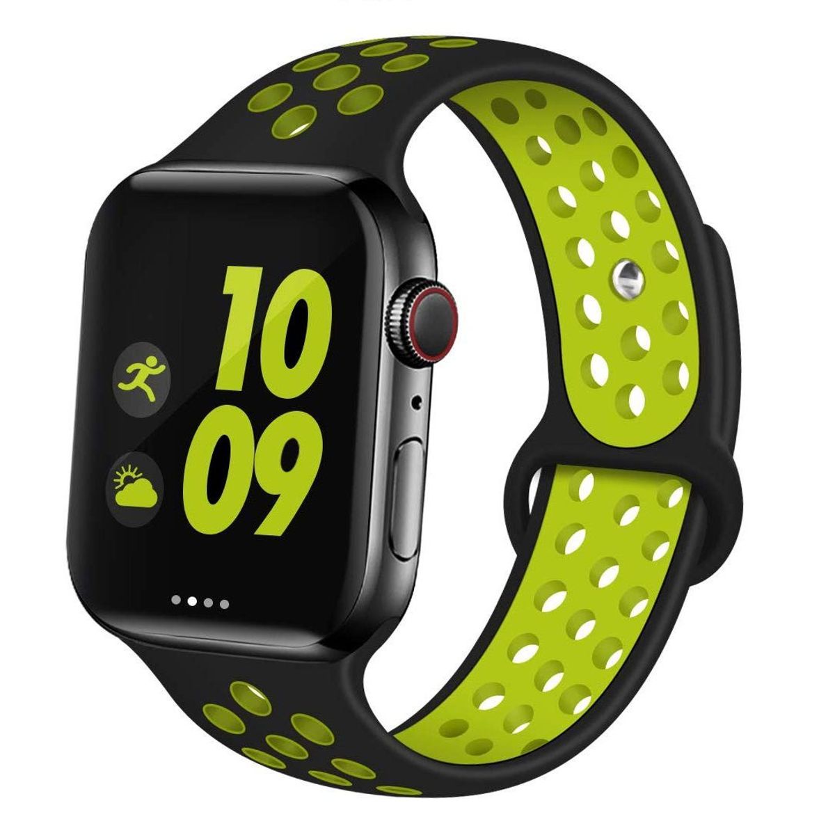GENERICO - Correa Silicona Sport para Apple Watch 42 - 44 - 45 - 49mm - NVerde