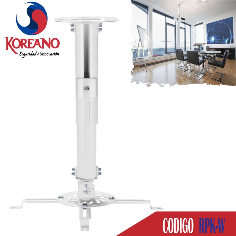 KOREANO SEGURIDAD E INNOVACION - Soporte Rack Proyector Multimedia para Techo color Blanco 58cm - RPK-W