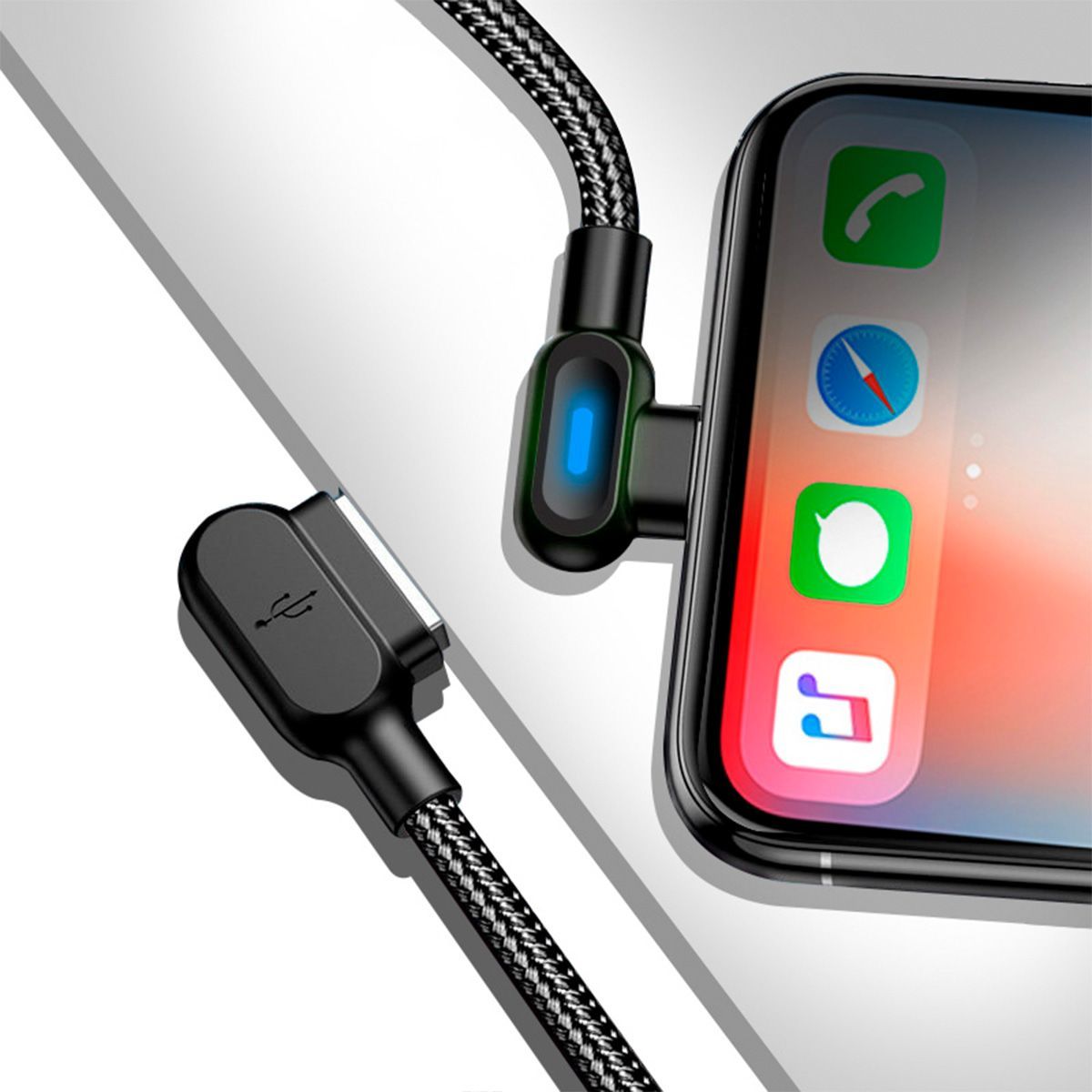 GENERICO - Cable USB Micro-USB 90° LED 2M - Ikafree