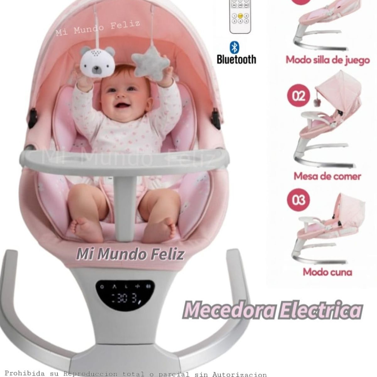 BABY - Mecedora Musical Swing Nido Infantil Pink 2026