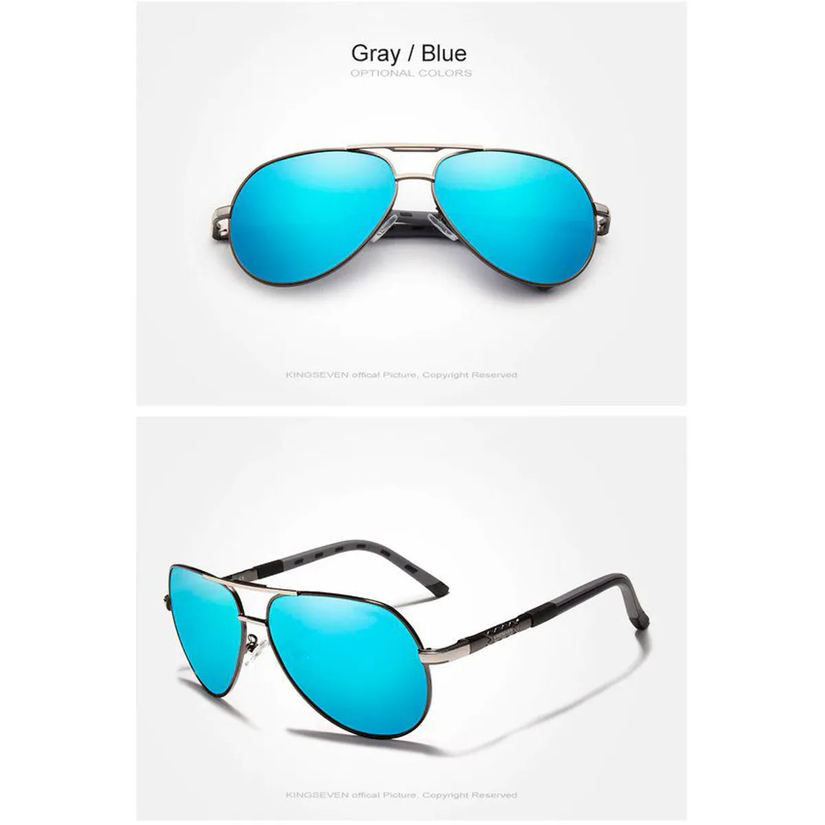 KINGSEVEN - Lente de sol aviador polarizado kingseven uv400 - negro azul