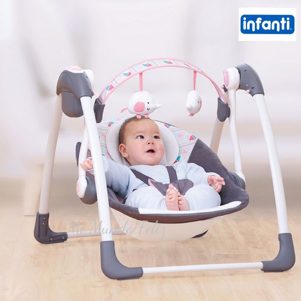 INFANTI - Mecedora de Bebe Automatica Plegable Infanti Rosada