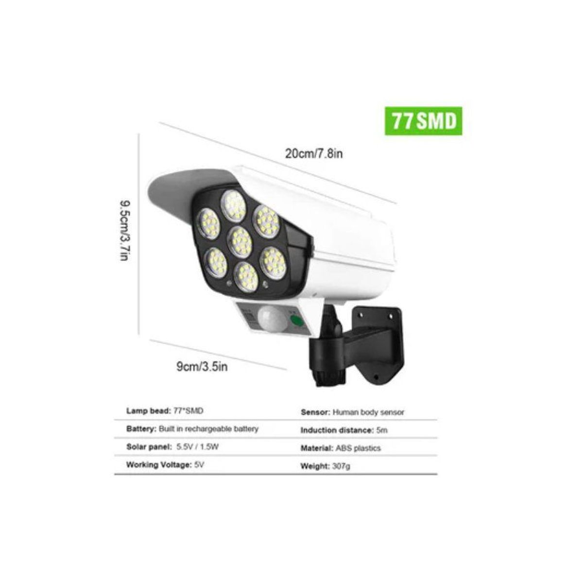 GENERICO - Lampara solar con sensor de movimiento forma camara de seguridad
