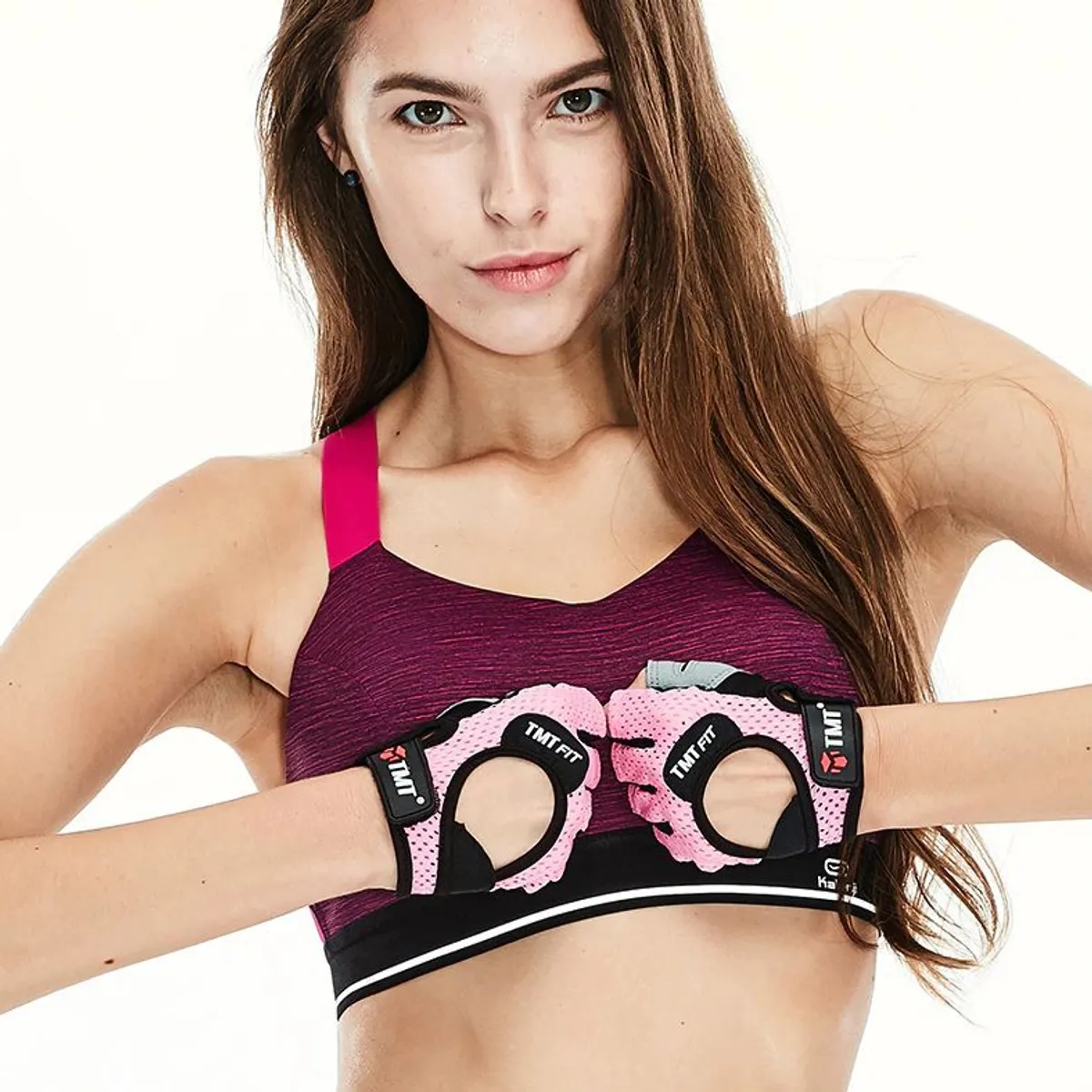 TMT - Guantes Gym TMT W46 Rosado Transpirables Fitness Crossfit