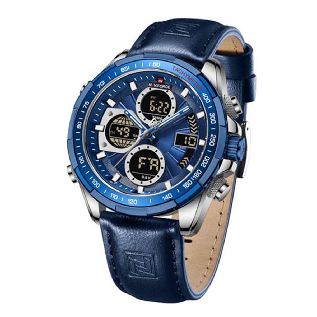 NAVIFORCE - Reloj NAVIFORCE reloj deportivo de cuero azul para hombre