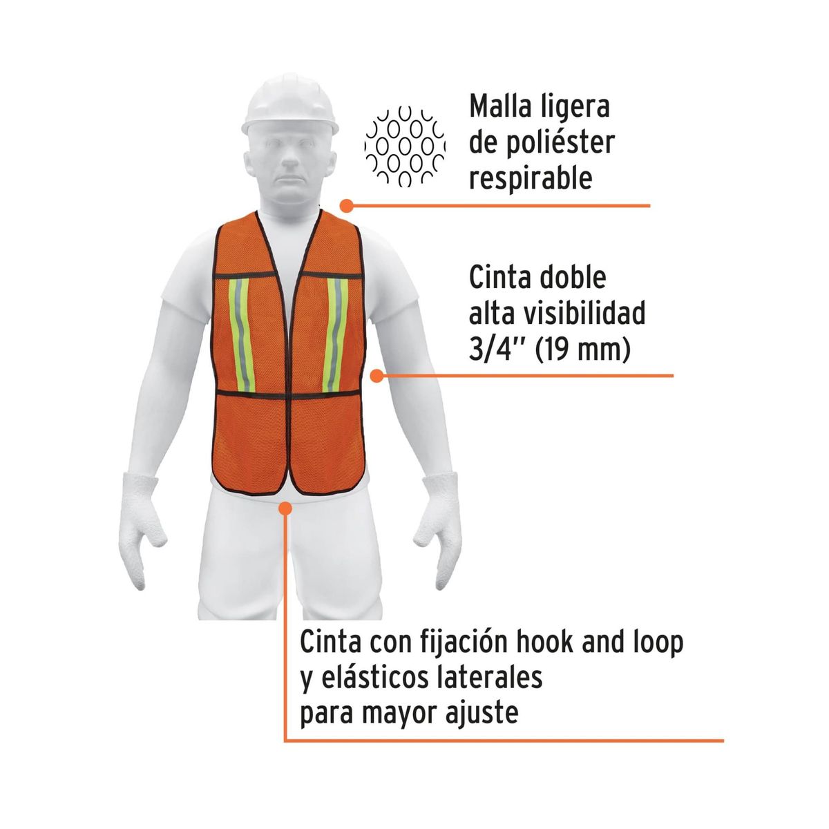 PRETUL - Chaleco de Seguridad Naranja - Pretul