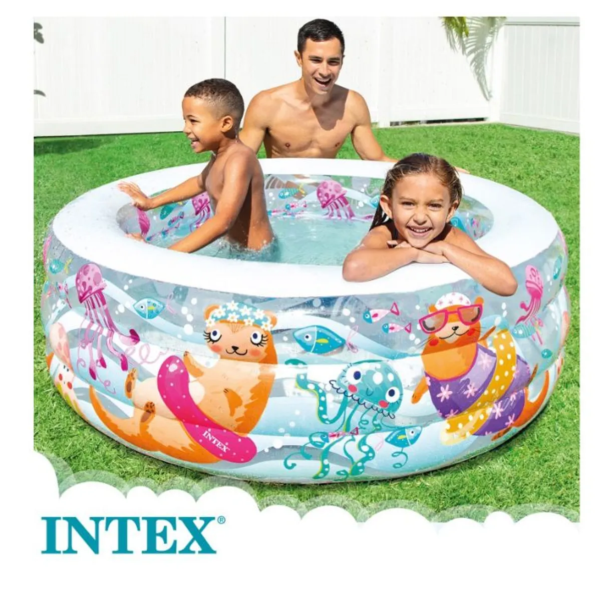 INTEX - Intex - Piscina Inflable modelo acuario Base acolchada