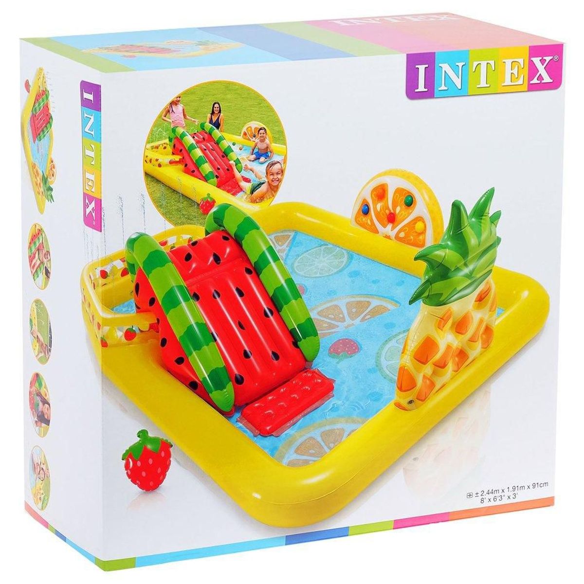 INTEX - Piscina inflable Centro de juegos frutas con tobogán